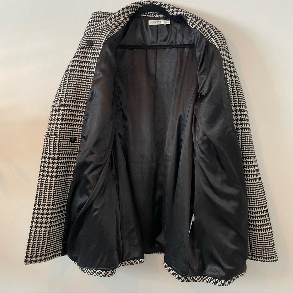 Ricki's Monochrome Houndstooth Trench Coat Jacket - Picture 8 of 15